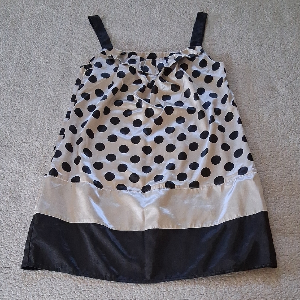 Chic Anthropologie Nick And Mo Black and Cream Polka Dot Midi Dress